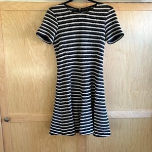 Theory short sleeved fit and flare knit dress.